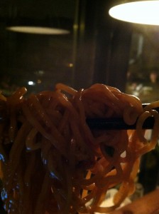 Steam coming off the noodles